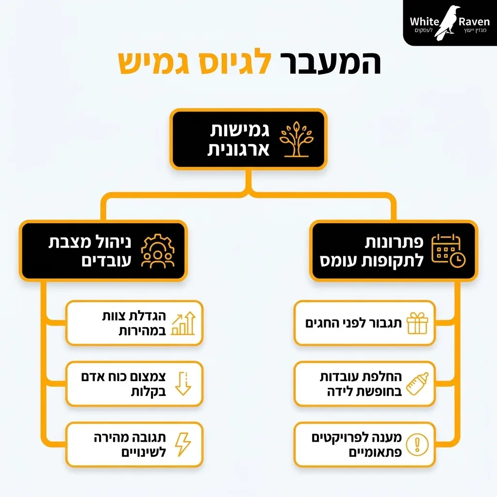 אינפוגרפיקה — המעבר לגיוס גמיש: גמישות ארגונית